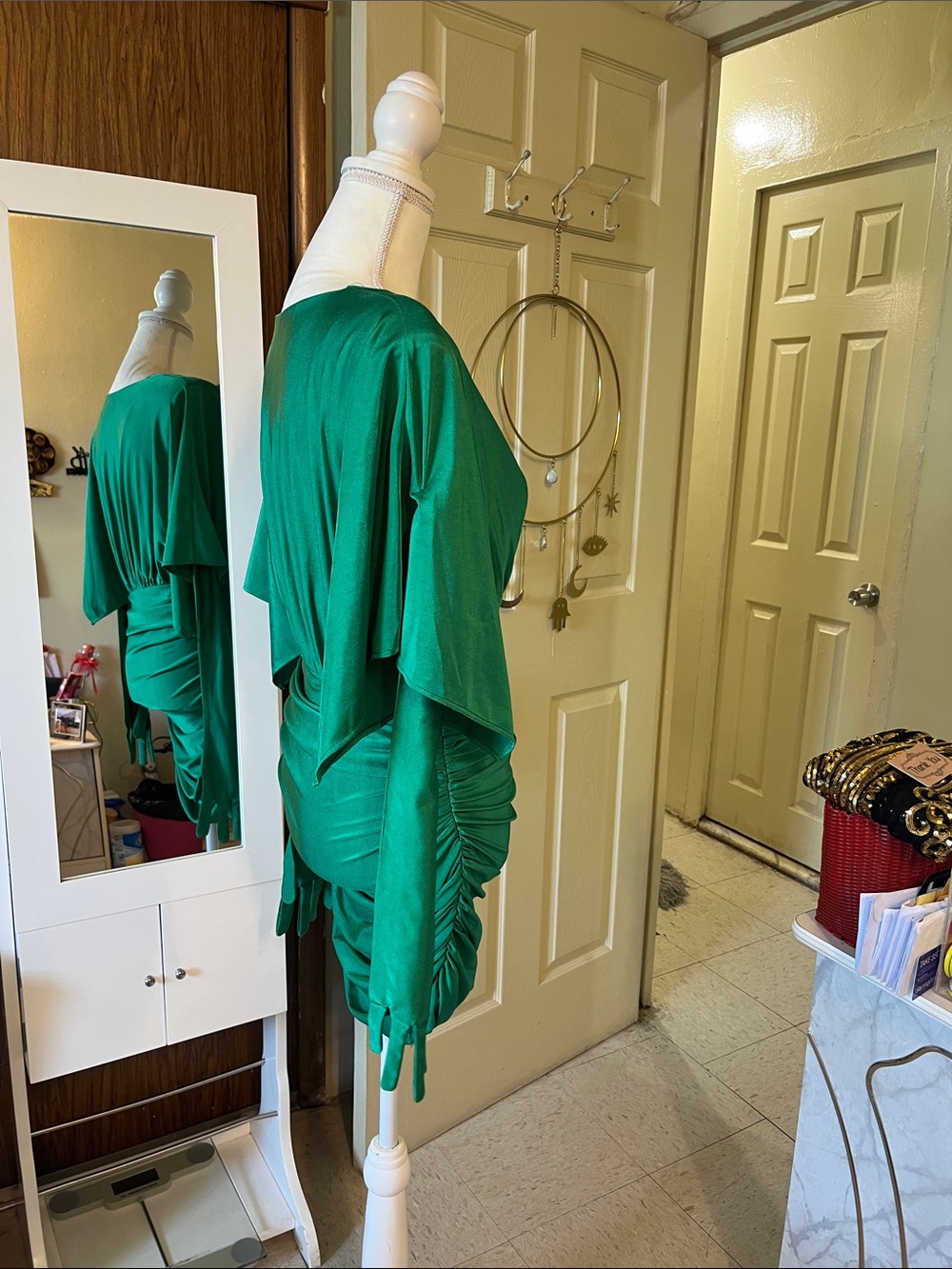 A Classy Chic Boutique Emerald Green Ruched Mini Dress - Picture 7 of 10